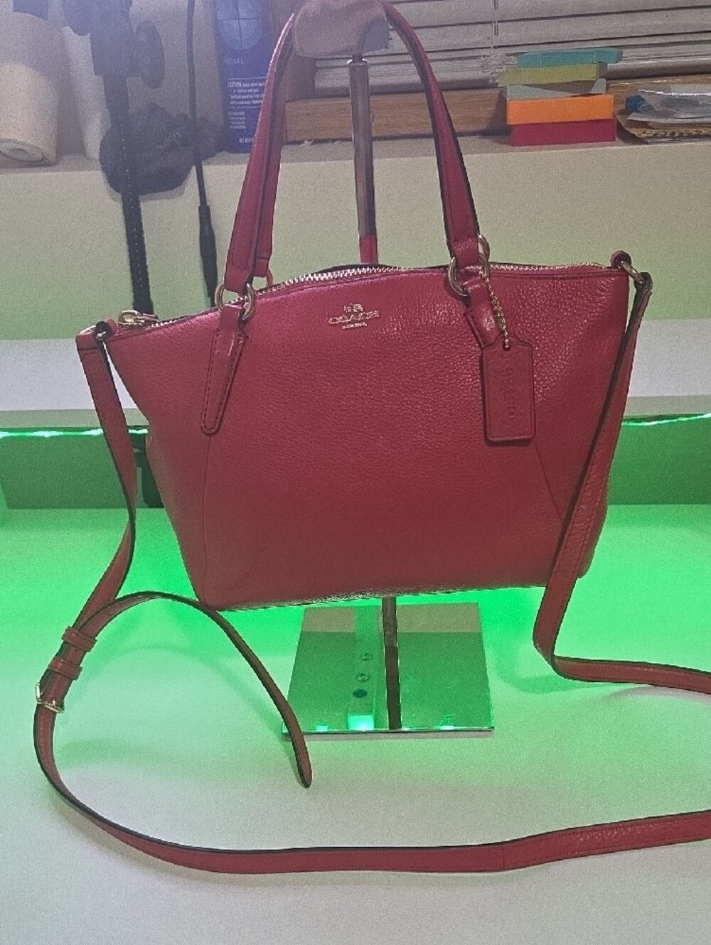 Coach Kelsey Fushia Pebbled Leather Crossbody Satchel - Picture 3 of 6